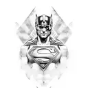 superman suit pattern with egyptian anubis sleeve tattoo design idea