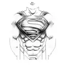 Superman Man of Steel suit pattern with Anubis underneath sleeve tattoo design idea