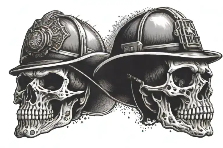 Firefighter skull tattoo design idea