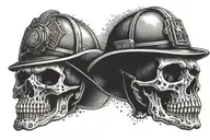 Firefighter skull tattoo design idea