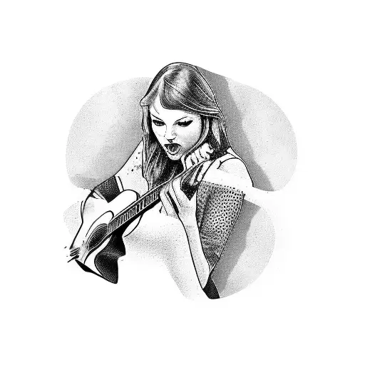 Taylor swift playing guitar  tattoo design idea