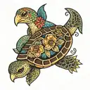 turtle & dove tattoo design idea