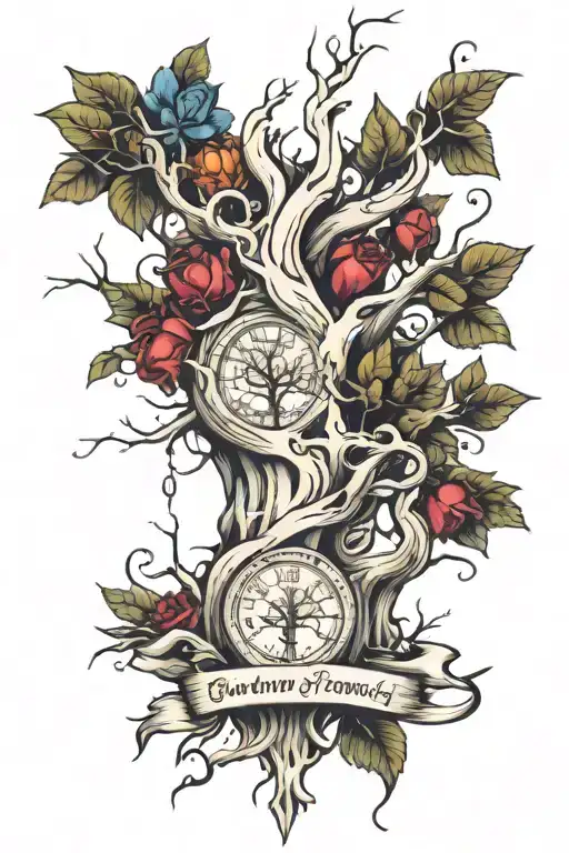 birth dates of family tree intertwined tattoo design idea