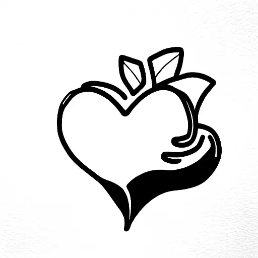 girl removing heart and giving it, line art, black ink, white background tattoo design idea