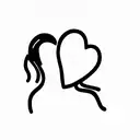 girl removing heart and giving it, line art, black ink, white background tattoo design idea