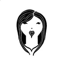 girl removing heart and giving it, line art, black ink, white background tattoo design idea