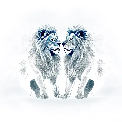 A lion and wolf facing each other in a fierce battle, representing strength and loyalty tattoo design idea