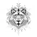 A lion and wolf facing each other in a fierce battle, representing strength and loyalty tattoo design idea