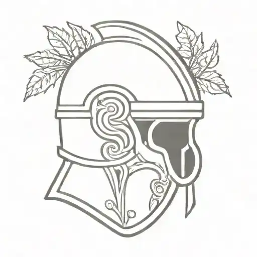 Roman helmet with laurel leaves wreath tattoo design idea