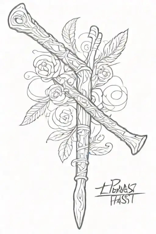 A tattoo of a lacross stick with the shaft being the words “play fast, physical, and relentless” tattoo design idea