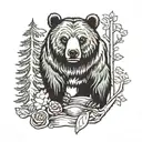 forest bear tattoo design idea