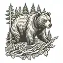 forest bear tattoo design idea