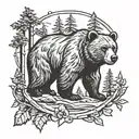 forest bear tattoo design idea