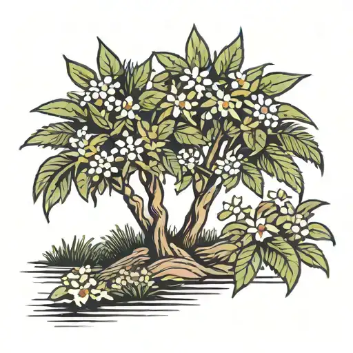 Orange Blossom Cypress tree Palmetto tattoo design idea