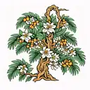 Orange Blossom Cypress tree Palmetto tattoo design idea