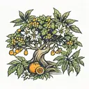 Orange Blossom Cypress tree Palmetto tattoo design idea