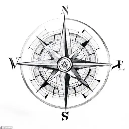 A detailed compass rose with a swimmer diving into the center, representing your passion for travel and exploration tattoo design idea