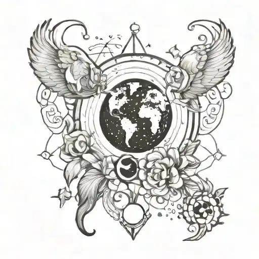 planet earth love  tattoo design idea