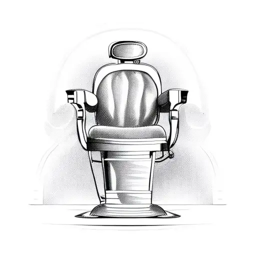 A sketch-style design of a barber chair with a motorcycle seat tattoo design idea