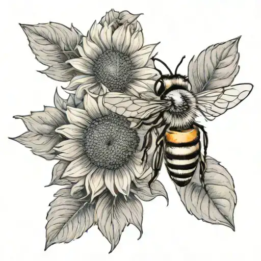 honey bee on sunflower tattoo tattoo design idea