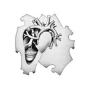 An anatomical heart puzzle piece with intricate details tattoo design idea
