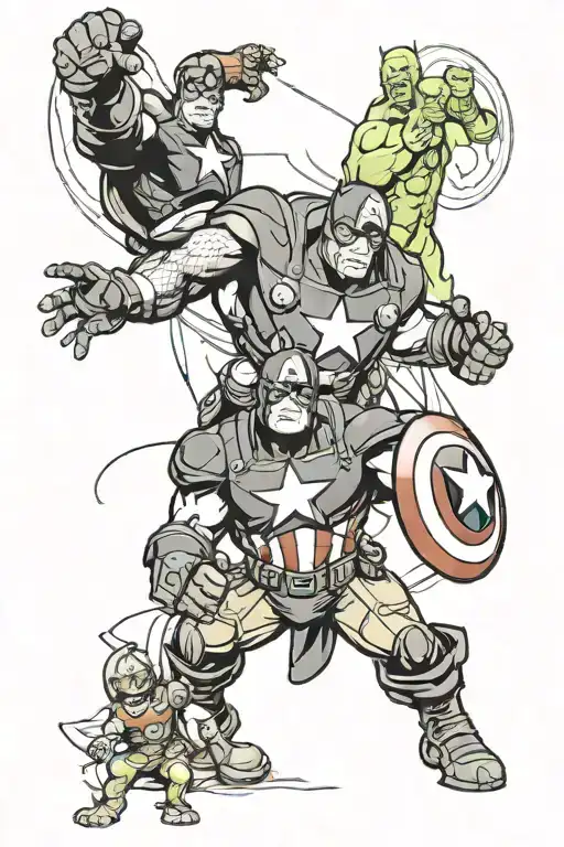 avengers Squad battling tattoo design idea