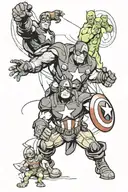 avengers Squad battling tattoo design idea