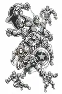 avengers Squad battling tattoo design idea