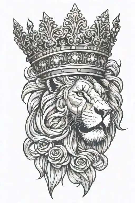Gothic Lion crown tattoo design idea