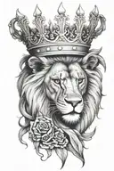 Gothic Lion crown tattoo design idea
