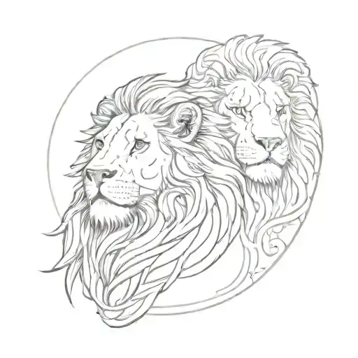 patience and fortitude lions bust line art tattoo tattoo design idea