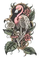 flamingo skeleton looking tattoo design idea