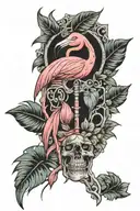 flamingo skeleton looking tattoo design idea