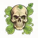 There will be many four leaf clover images and among them one skull image with a sly smile tattoo design idea
