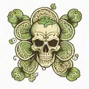There will be many four leaf clover images and among them one skull image with a sly smile tattoo design idea