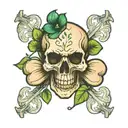 There will be many four leaf clover images and among them one skull image with a sly smile tattoo design idea