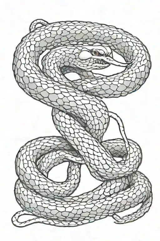 a long two head snake gets cut with scissors cutting tattoo design idea