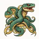 two headed snake gets multiple cut with sissors tattoo design idea