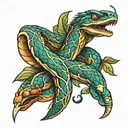 two headed snake gets multiple cut with sissors tattoo design idea