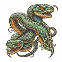 two headed snake gets multiple cut with sissors tattoo design idea