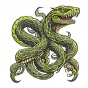 two headed snake gets multiple cut with sissors tattoo design idea