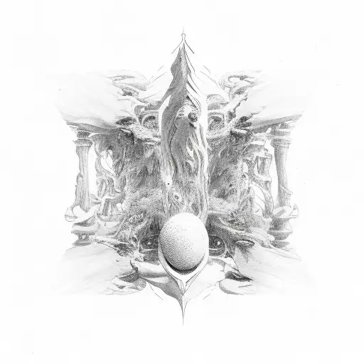 mobius strip with the genesis of living beings and death of them tattoo design idea