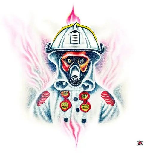 St. Florian firefighter with burning house tattoo design idea