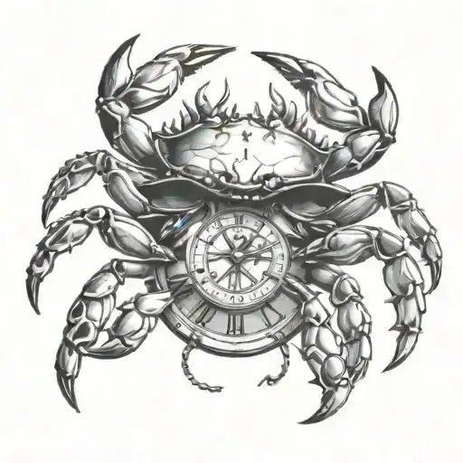crab, money, time, heart tattoo design idea