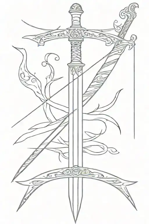 longsword with fancy handle tattoo design idea