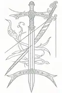 longsword with fancy handle tattoo design idea