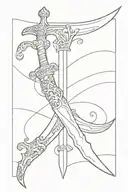 longsword with fancy handle tattoo design idea