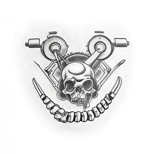 motorcycle chain sprocket underneath skin to look like limb is mechanical  tattoo design idea