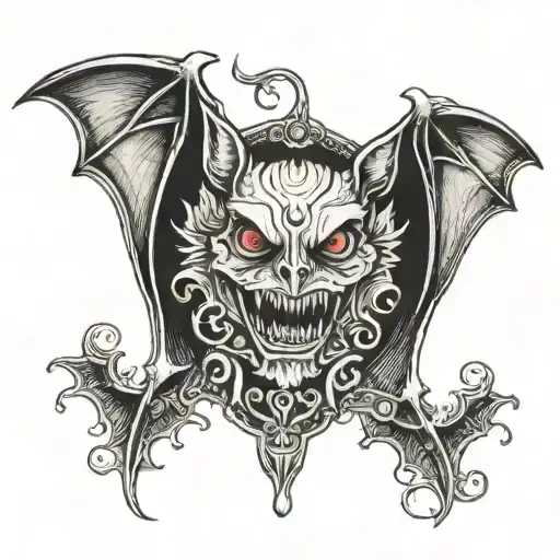 Bat hanging tattoo design idea