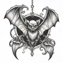 Bat hanging tattoo design idea